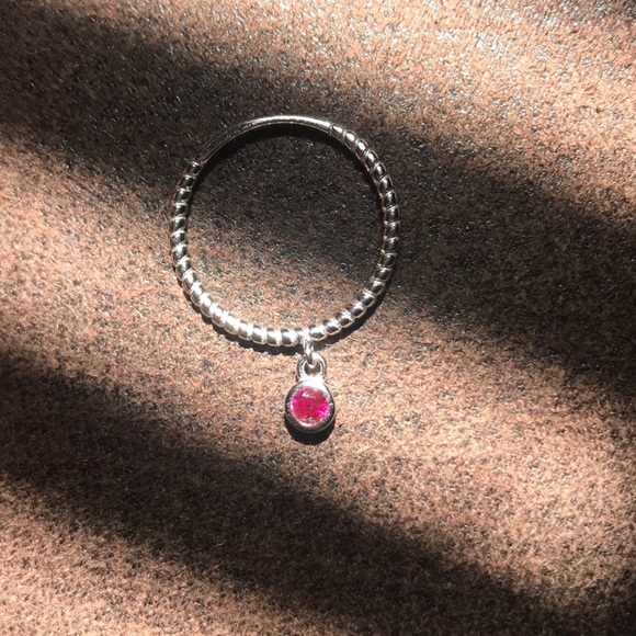 925 Sterling Silver Ring With Ruby Charm - Picture 2 of 6